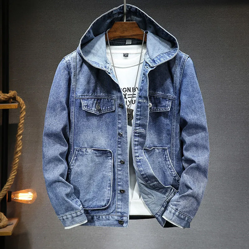 Denim Jacket with Hood for Men