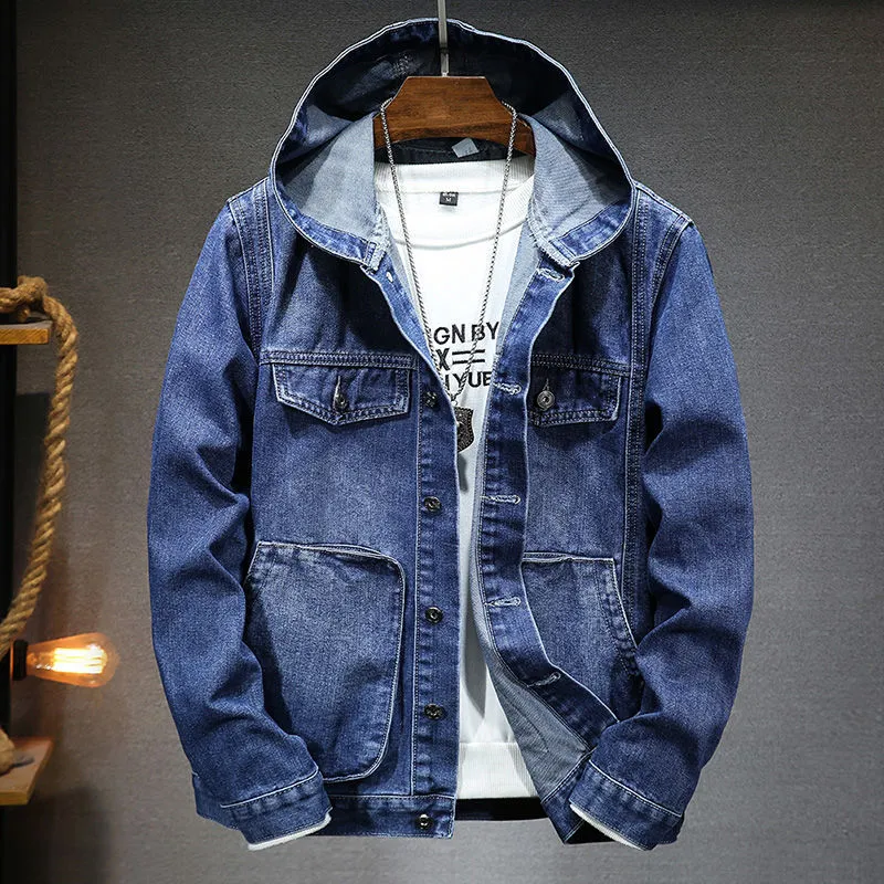 Denim Jacket with Hood for Men