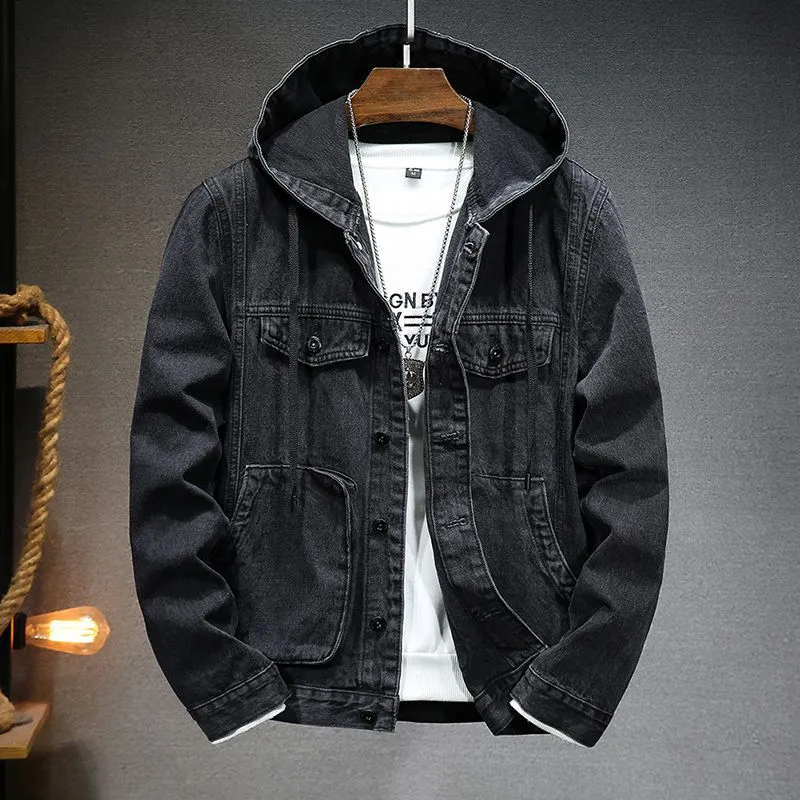 Denim Jacket with Hood for Men