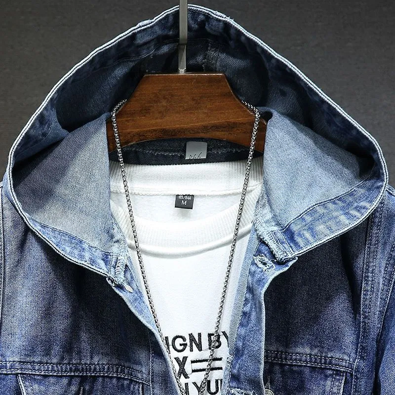 Denim Jacket with Hood for Men