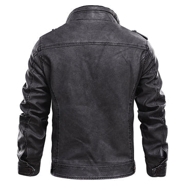 Zip Up Leather Jacket for Men